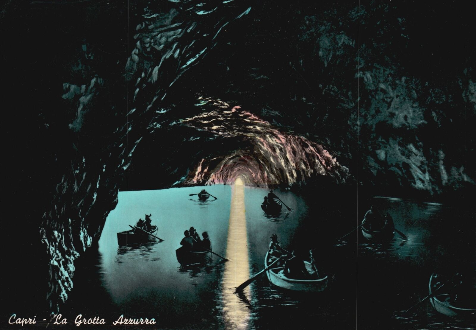 Vintage Postcard Capri La Grotta Azzurra Marine Temple & Sea Cave In Capri Italy
