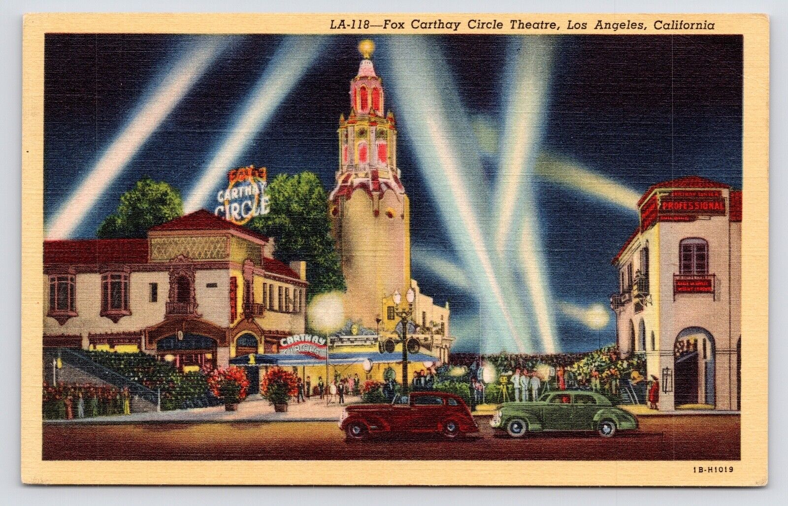 1940s Fox Carthay Circle Theatre Film Premier Los Angeles California CA Postcard