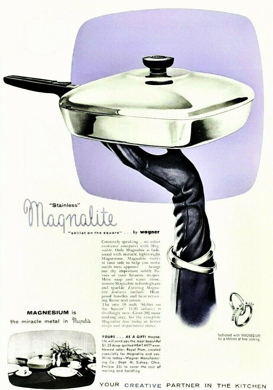 Magnalite skillet ad Vintage 1956 kitchen cookware original advertisement 