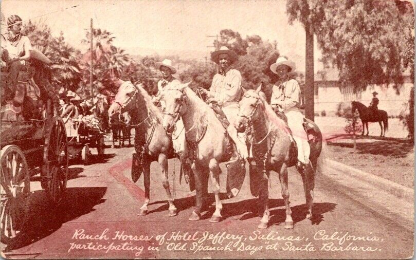 Postcard Ranch Horses of Hotel Jefferson Old Spanish Days Santa Barbara CA  3631