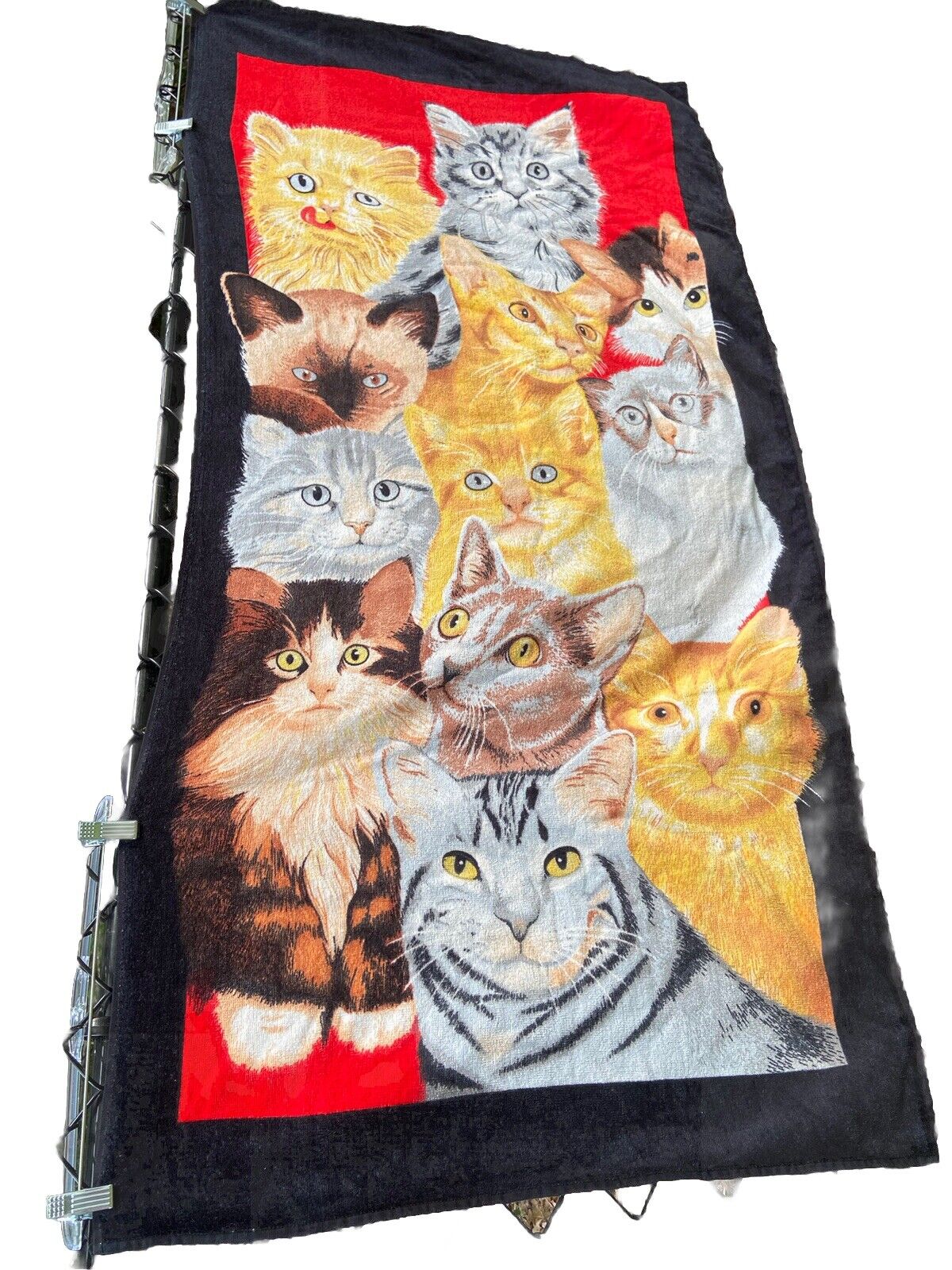 Hilasal THE CATS cotton Beach Towel vintage Ames 90s Cat kitten Faces collage