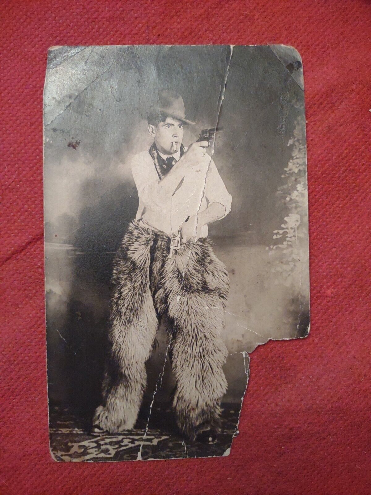 1916 22 Yr. Old In Cowboy Gear RPPC Torn Corner