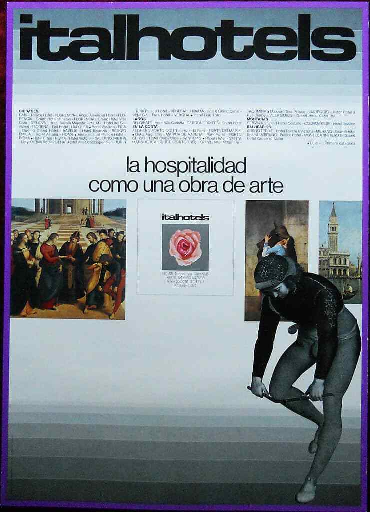 Original Poster Italy Turin Torino Italhotels Hospitality Work Art Painting 1981
