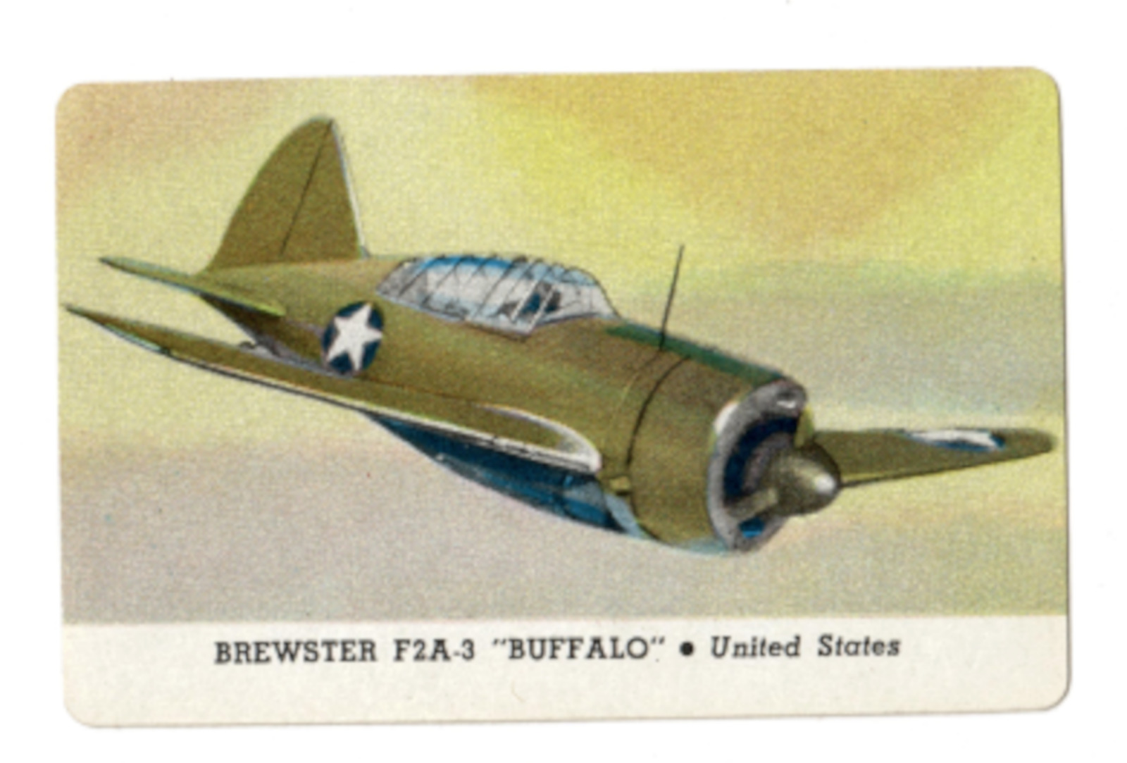 Vintage 1944 Aeroplanes Series D Brewster F2A-3 Buffalo United States Near Mint