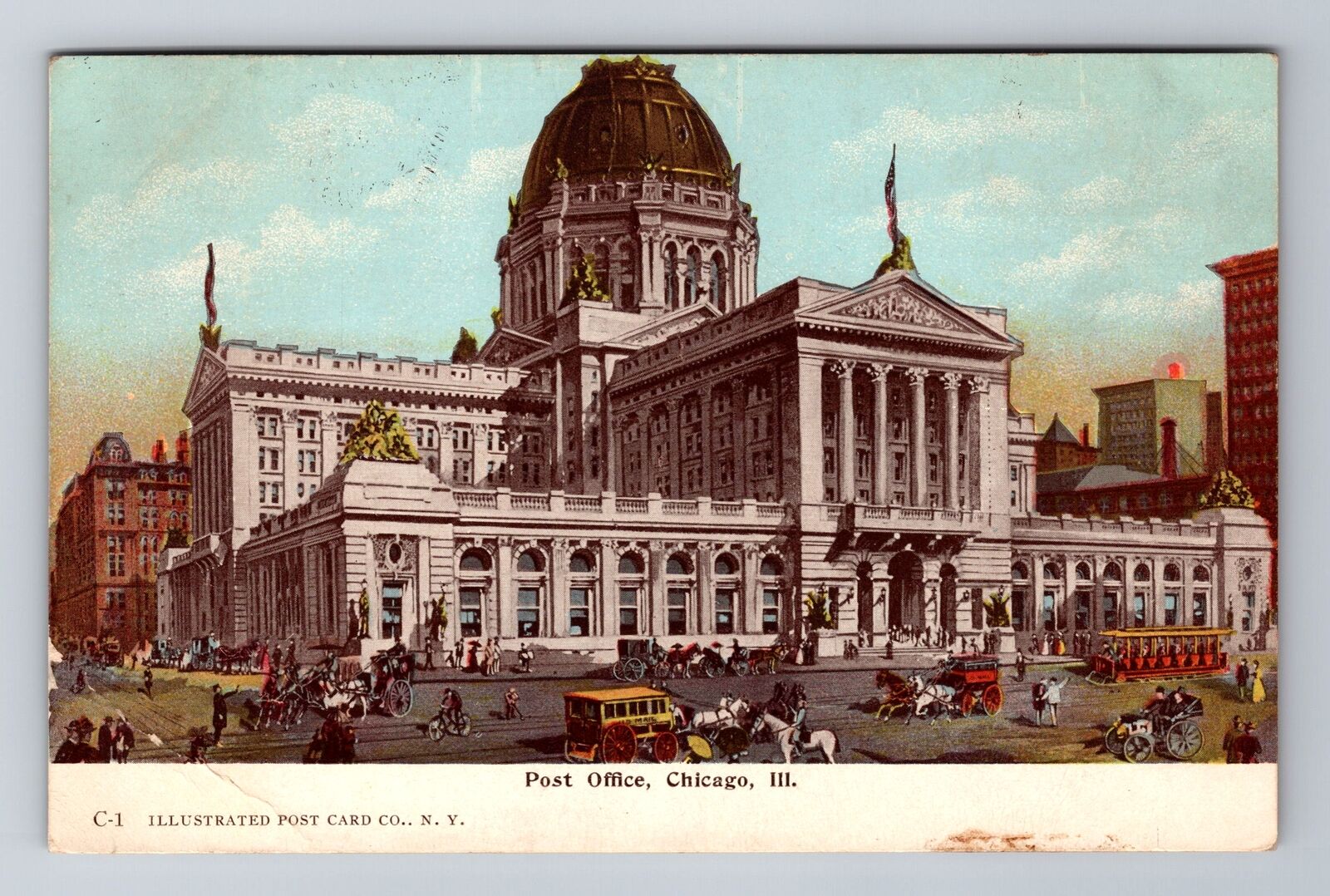 Chicago IL-Illinois, United States Post Office, Antique, Vintage Postcard