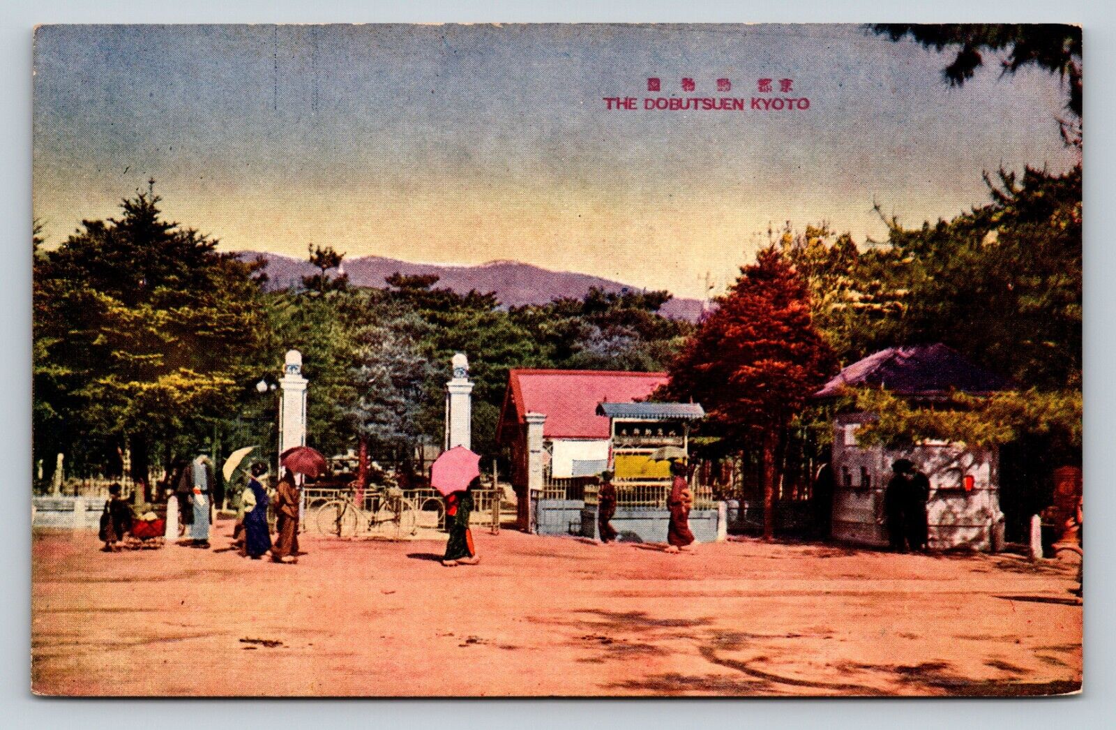 People At the Kyoto Zoo in Japan Vintage Postcard 0489