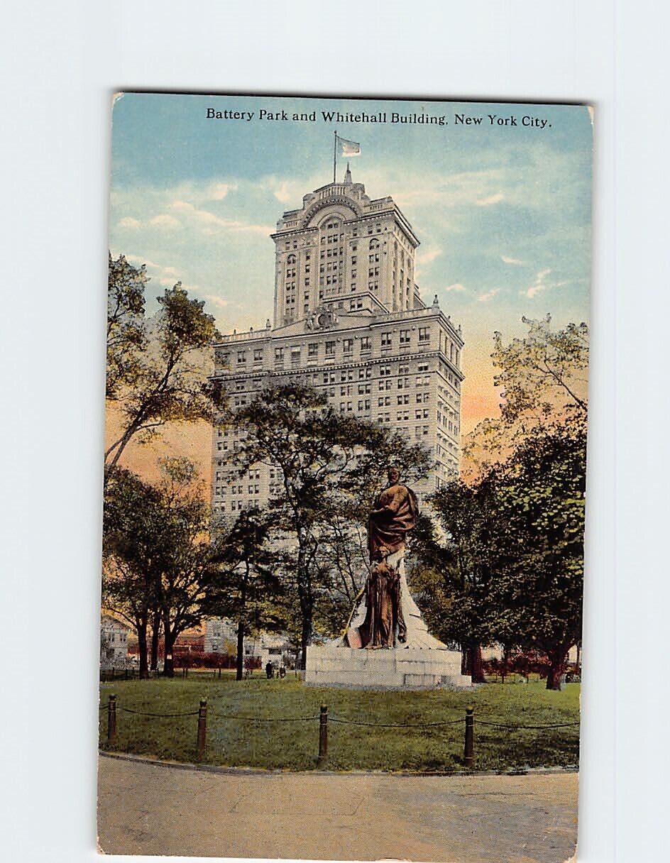 Postcard Battery Park and Whitehall Building New York City New York USA