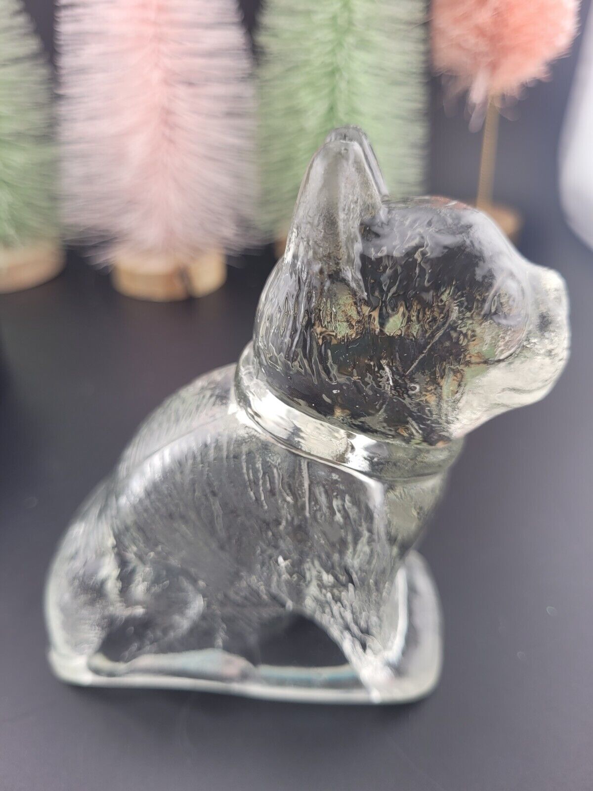 Candy Container Antique Glass Boston Terrier Figural French Bull Dog