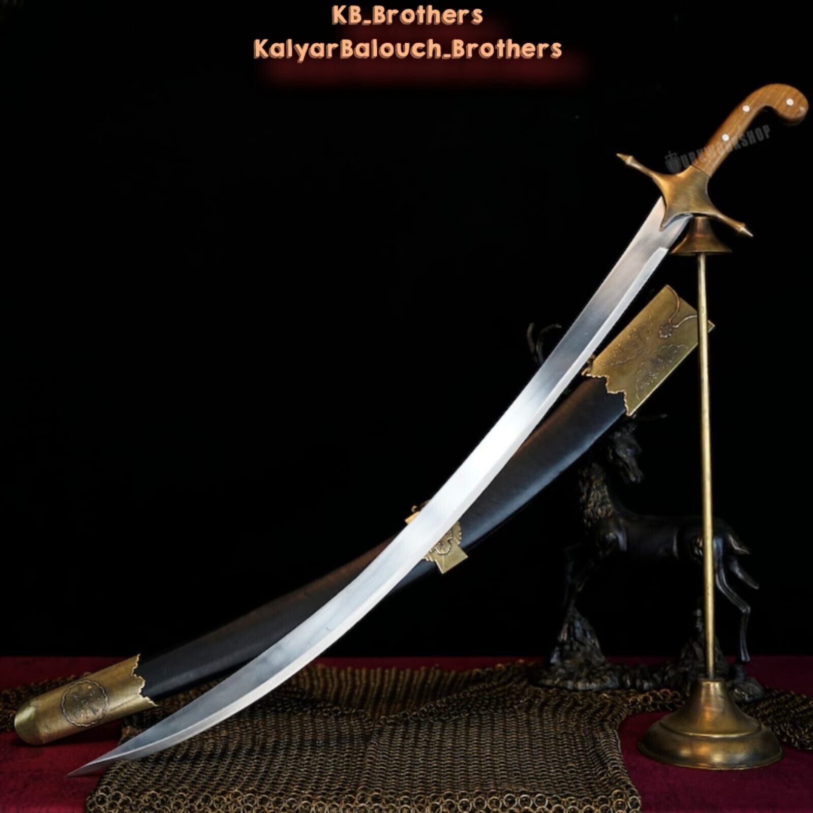 Custom & Handmade Carbon Steel Blade ''SHAMSHIR'' Sword-Full Tang-34-inches.