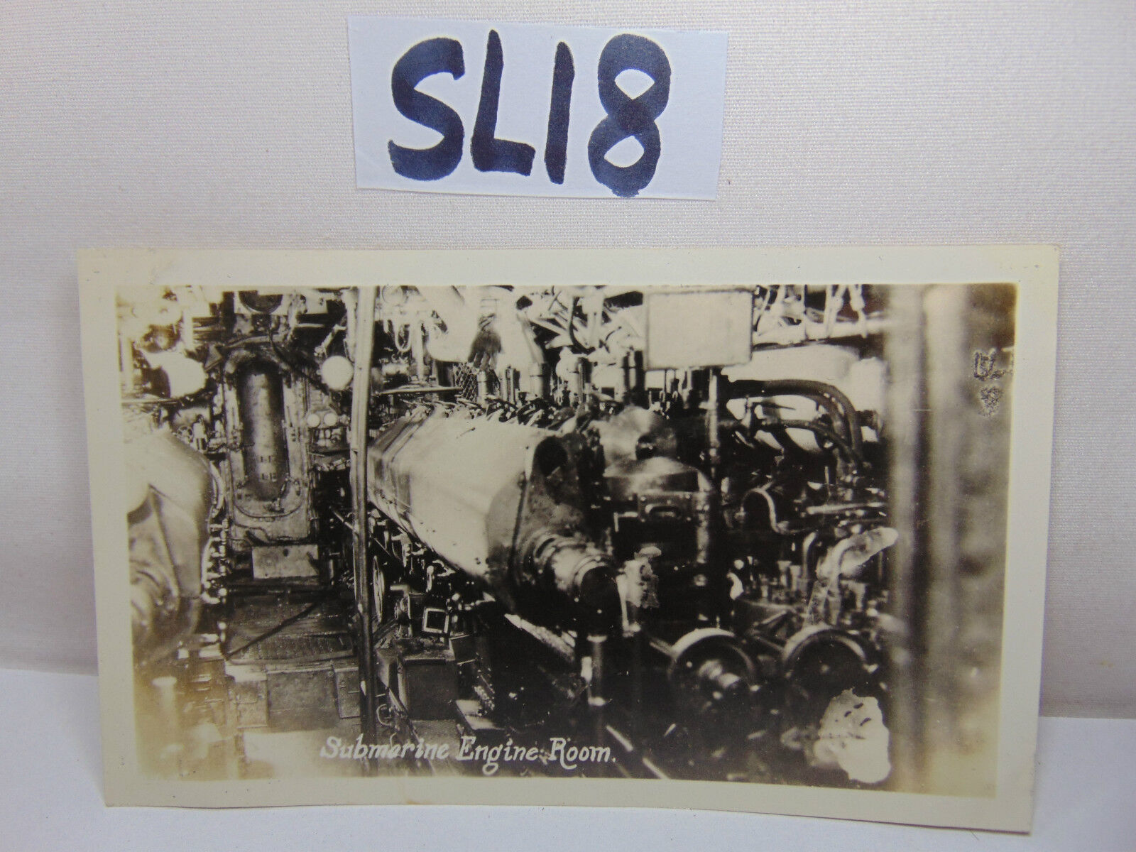 VINTAGE 1920\'S US NAVY PICTURE POSTCARD SUBMARINE SUB ENGINE ROOM UNUSED RARE
