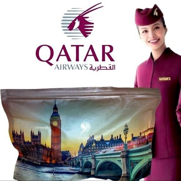 Qatar Airways London Clock picture bag Amenity kit traveler safe kit