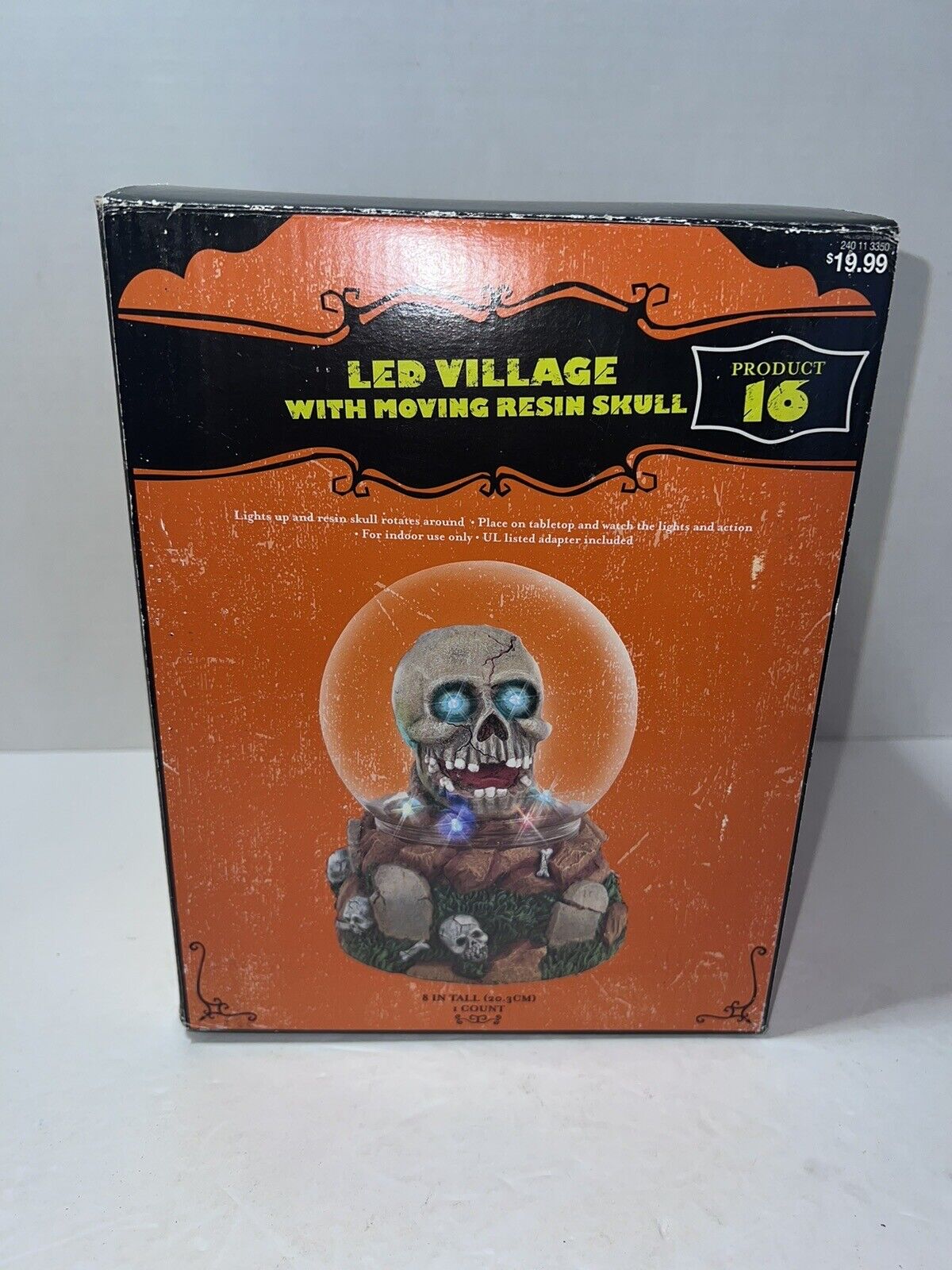 Target 2007 Halloween LED Village Moving Resin SKULL In Original Box NIB NOS