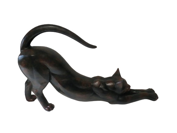 Stretching Cat Statue Figurine 12\