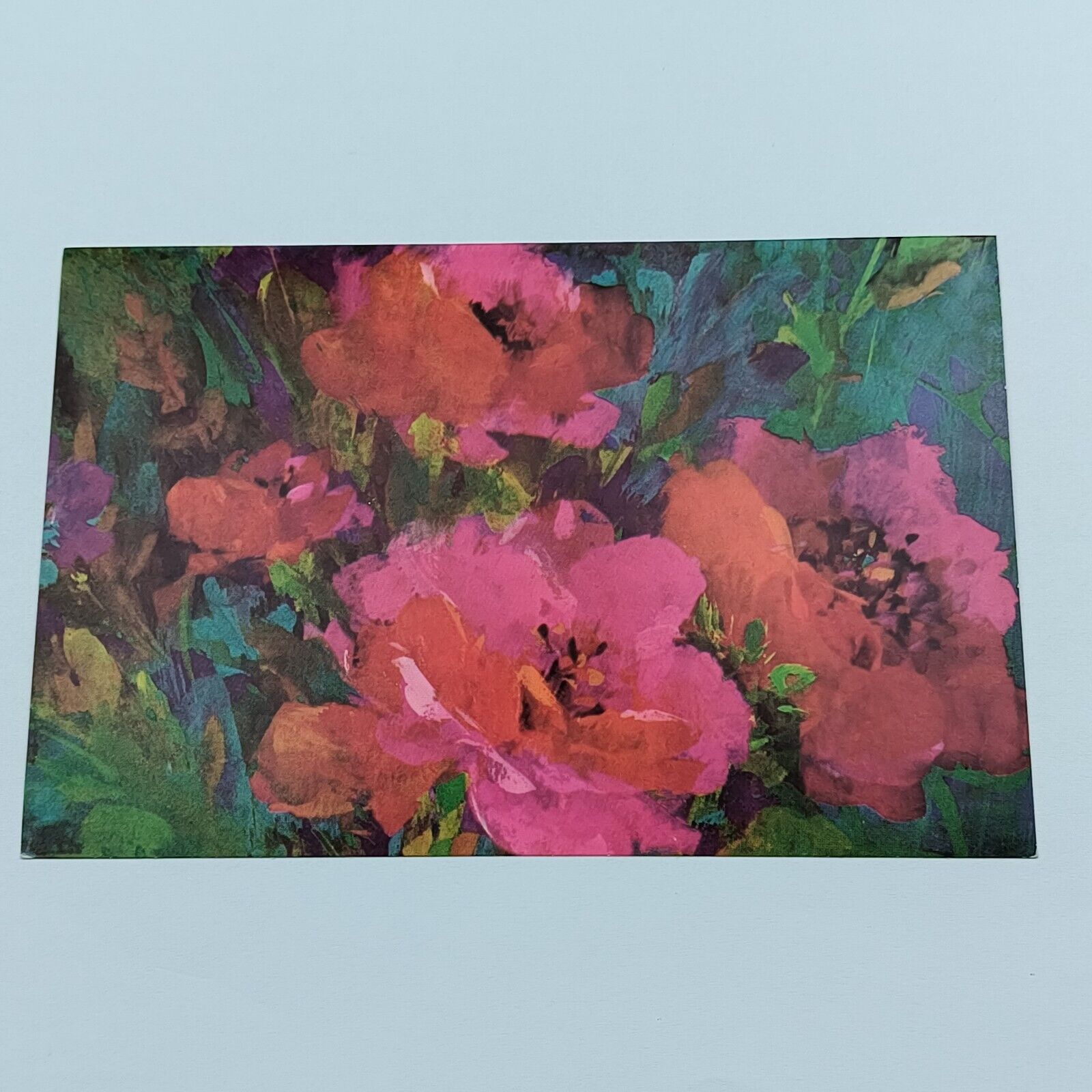 Red Flowers Painting Postcard Art