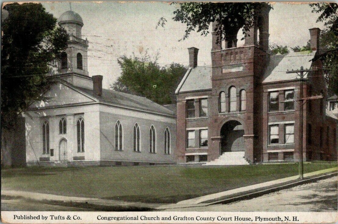 1913. PLYMOUTH, NH. CONG CHURCH AND COURT HOUSE. POSTCARD XZ15