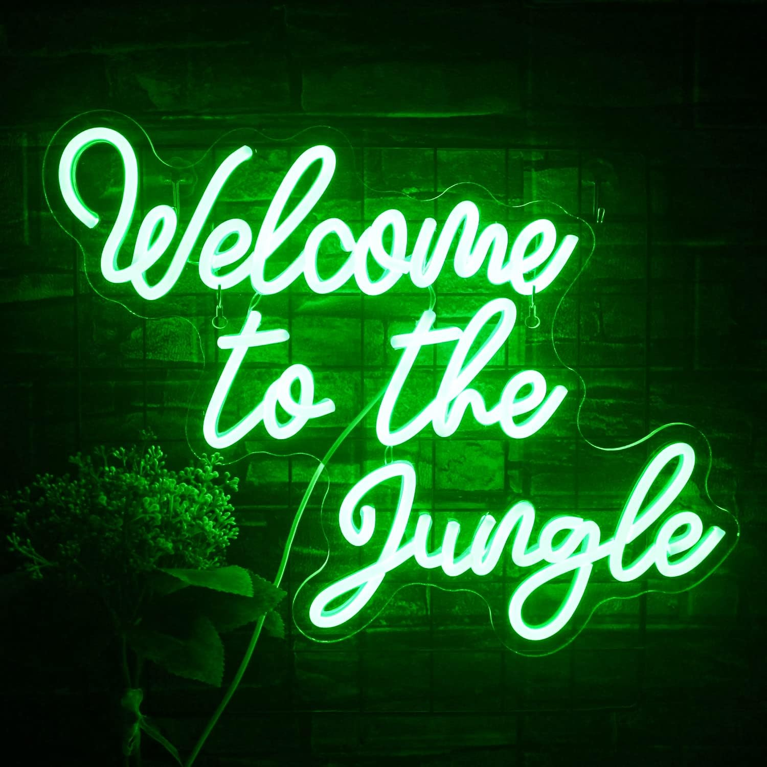 Welcome to the Jungle Neon Sign Jungle Decor Green Led Word Neon Light Signs for