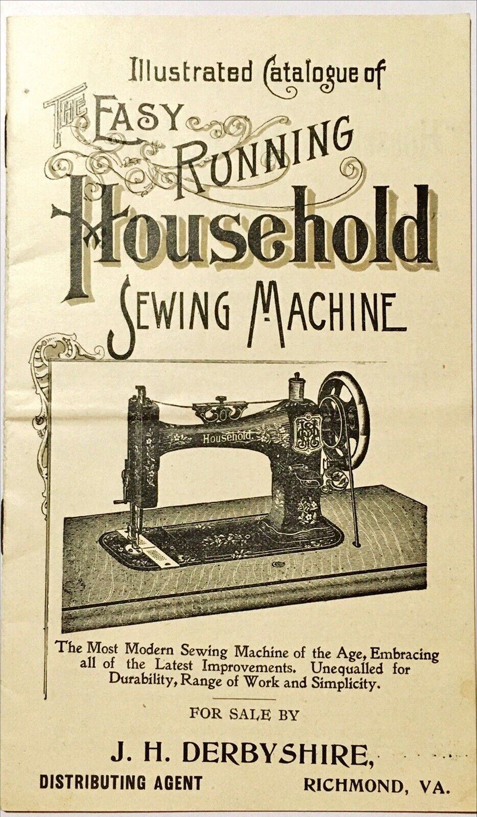 Antique Household Sewing Machine Co Catalog JH Derbyshire Richmond Virginia 1895