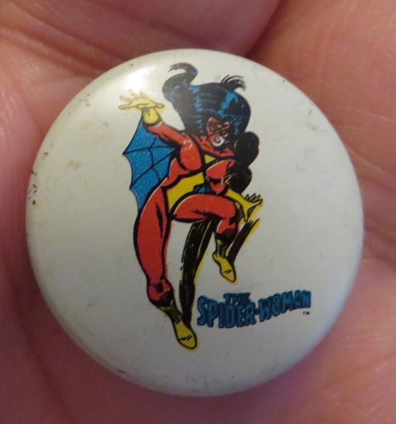 MARVEL COMICS 1978 Vintage THE SPIDER-WOMAN Super Hero Pin Pinback