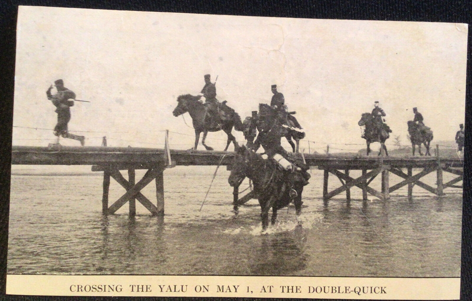 Vintage War Battle Yalu River Postcard Russian & Japanese RARE Crossing on May 1