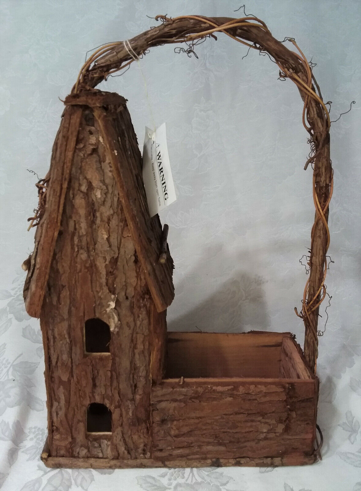 Home Interiors Hickory Hollow Birdhouse Basket/Dark Brown /Wood/Twig/New in Box