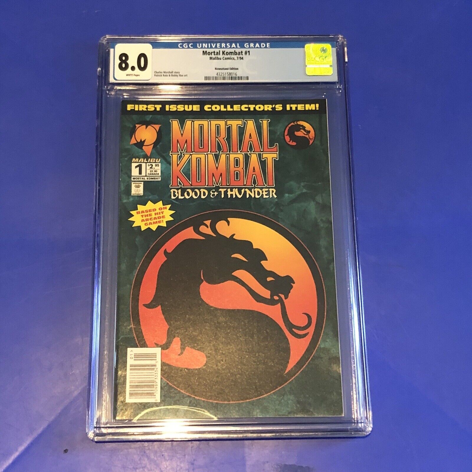 Mortal Kombat #1 CGC 8.0 Newsstand Cover 1ST PRINT APPEARANCE Malibu Comics 1994
