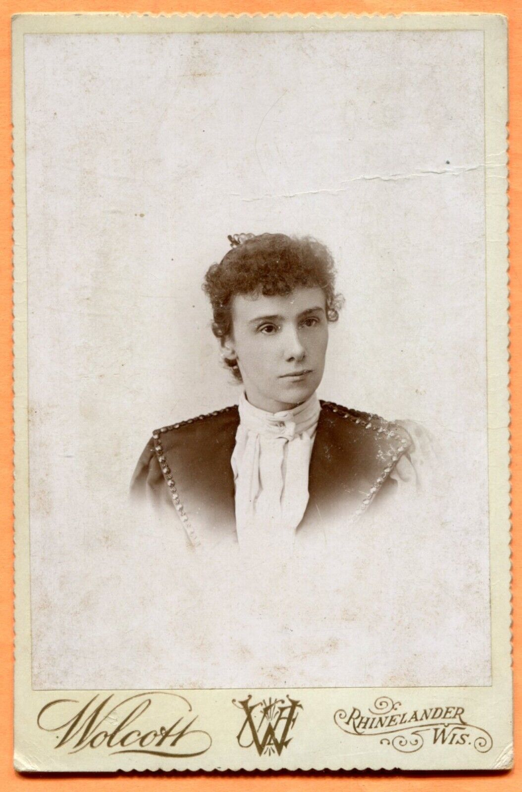 Rhinelander WI, Portrait of a Young Woman, by Wolcott, circa 1890s