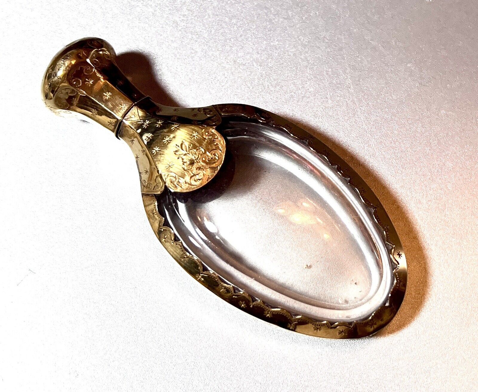 Antique Cut Crystal and Gold Vermeil Perfume Flacon