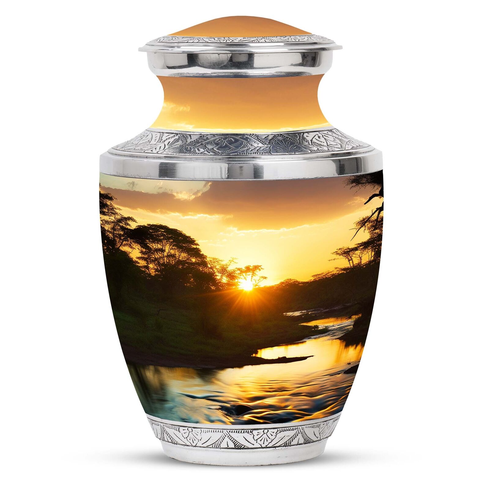 Sunset Over Serene African Savannah Large Urns For Human Remains 200 cu In