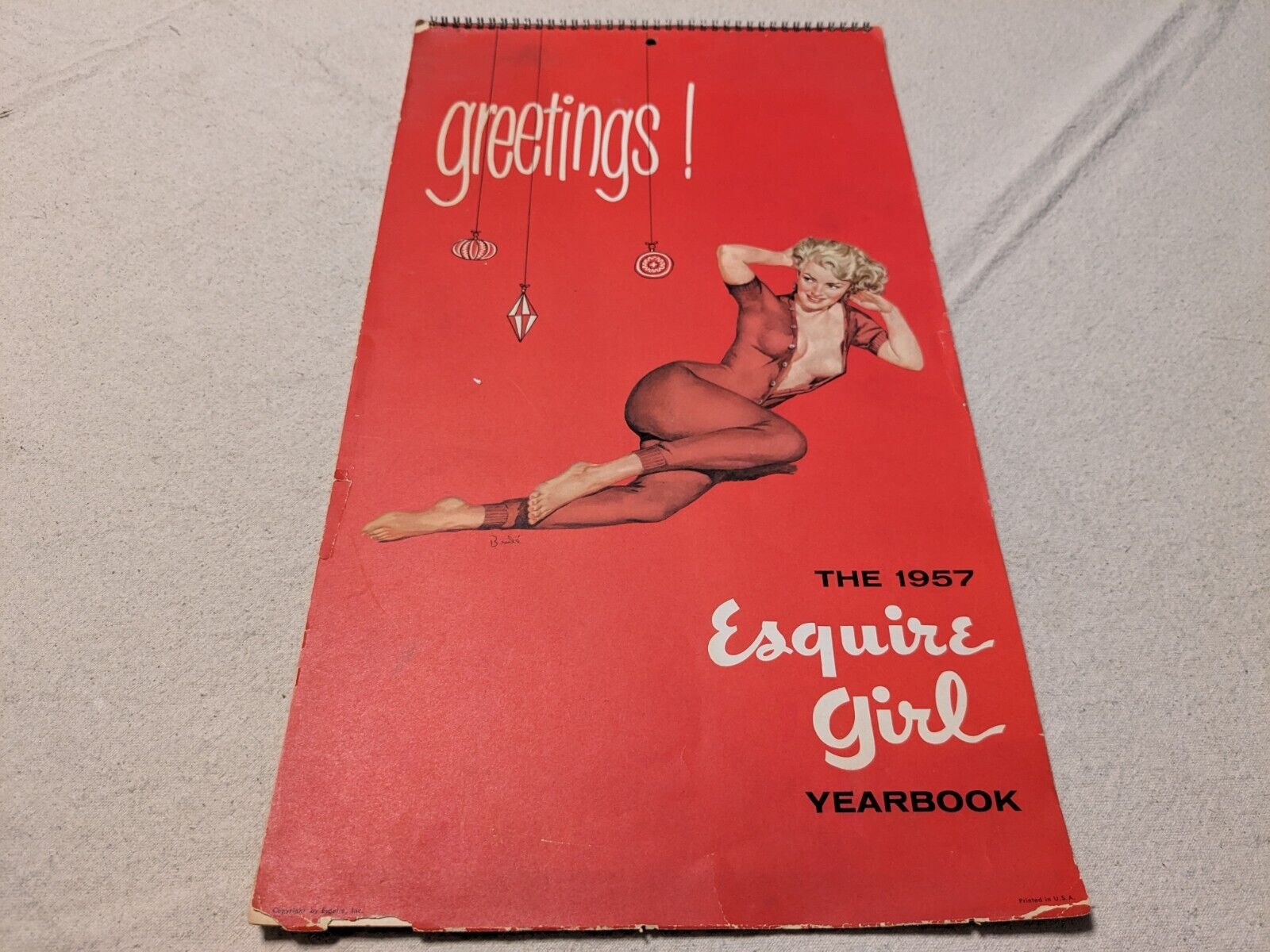 Vintage Esquire Girl 1957 Yearbook Calendar (10 x 36 inch) Complete - Greetings