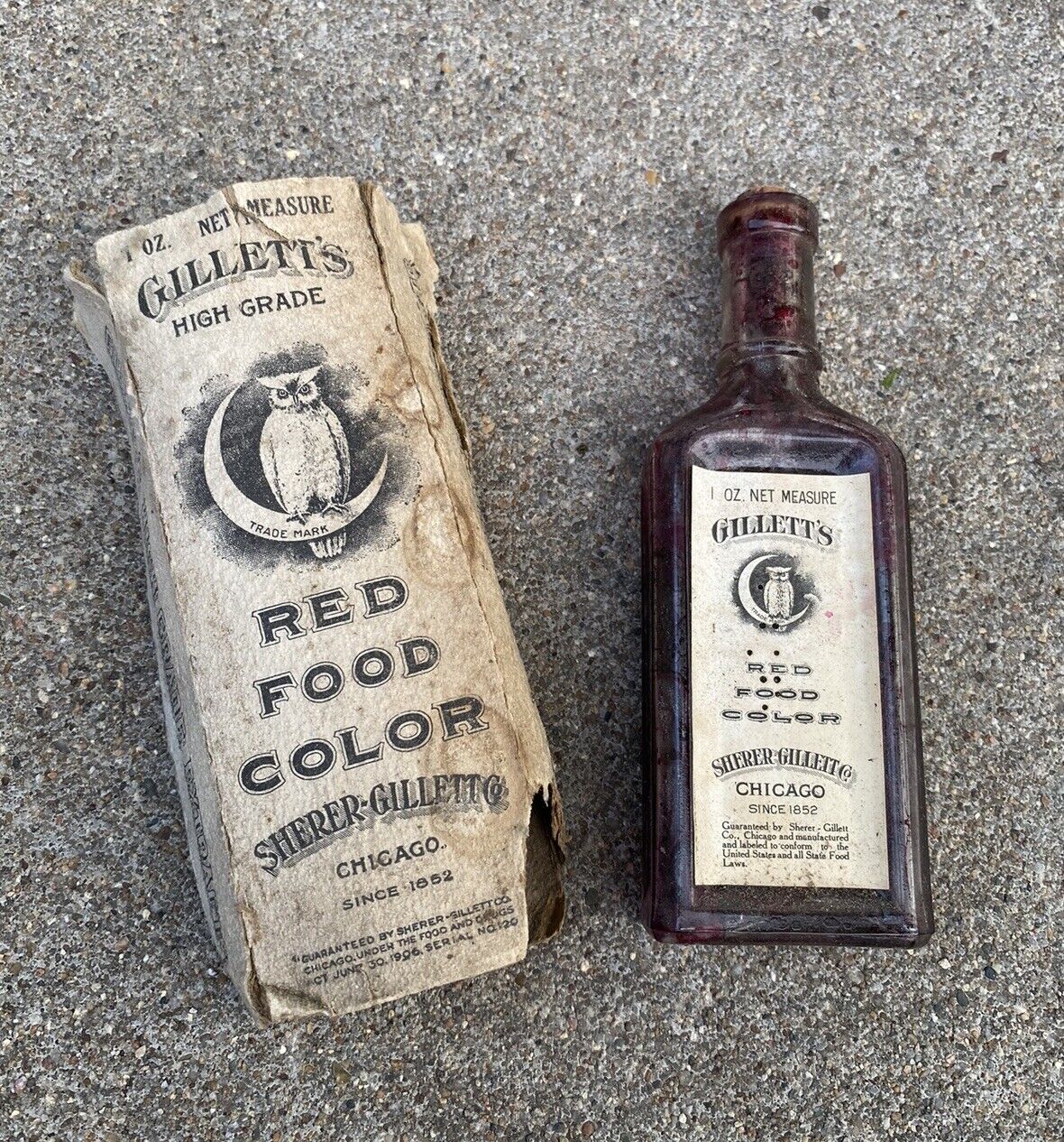 Rare Gillett's Red Food Color EXTRACT, 1906 Original Label And Box
