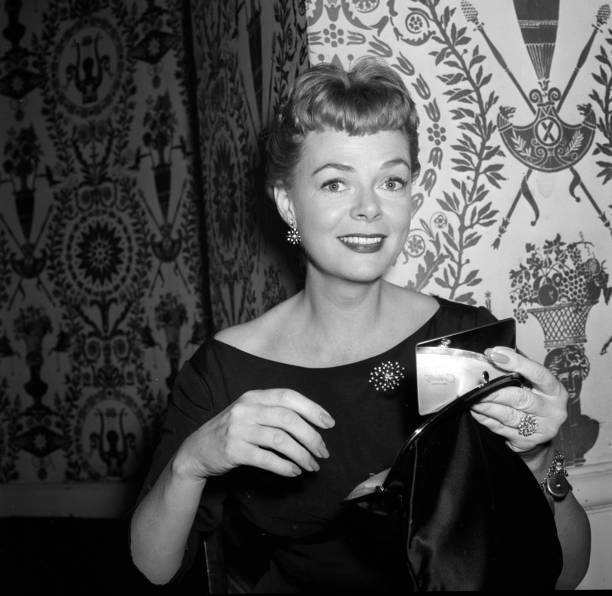 June Lockhart poses during a Stars party in LA 1957 Old Photo 1