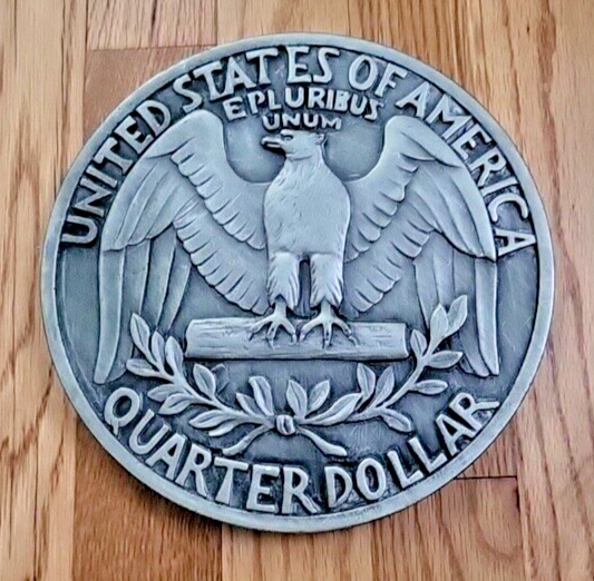Vintage 1970 Modern Art Co. Chalkware Coin Quarter Wall Plaque