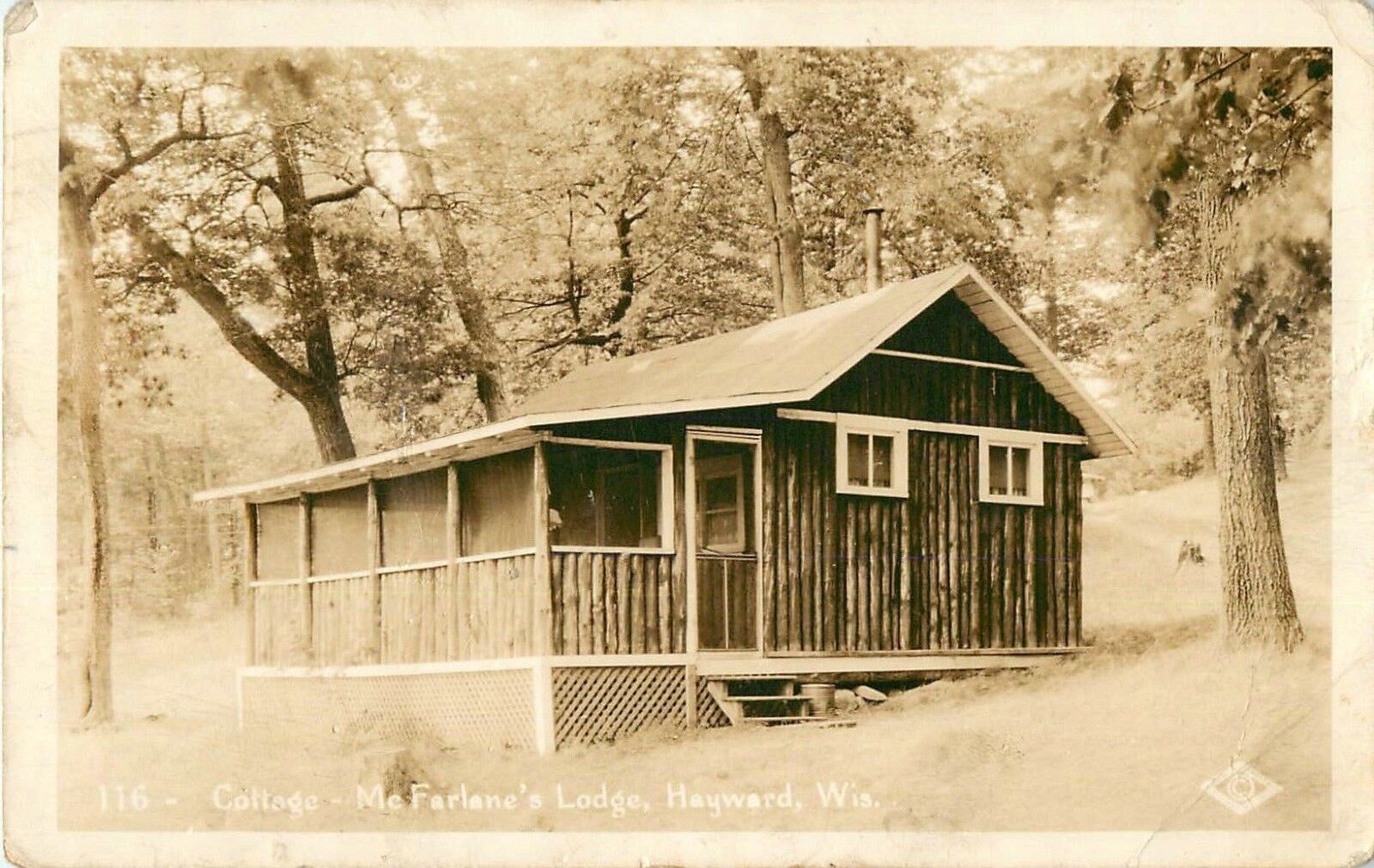 1935 Cottage, McFarlane's Lodge, Hayward, Wisconsin Real Photo Postcard/RPPC a