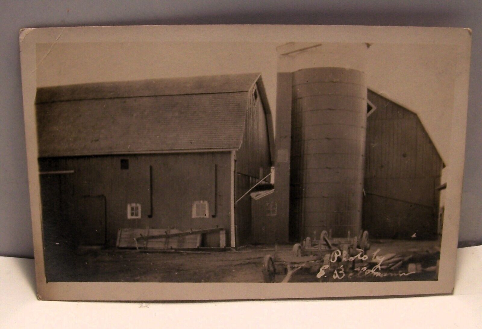 RPPC Old Barn and Silo Photo by E B Clemann POSTCARD era 1904/18  C 5