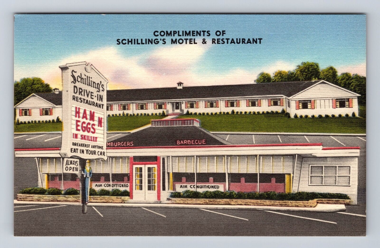 Covington KY-Kentucky, Schilling's Motel & Restaurant, Vintage Souvenir Postcard