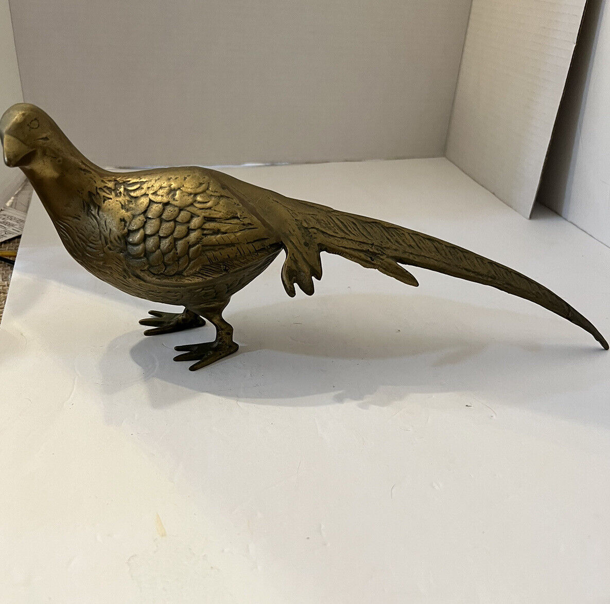 Vintage Solid Brass Large Pheasant Bird Figurine Sculptor 13.5'' Long Hunting