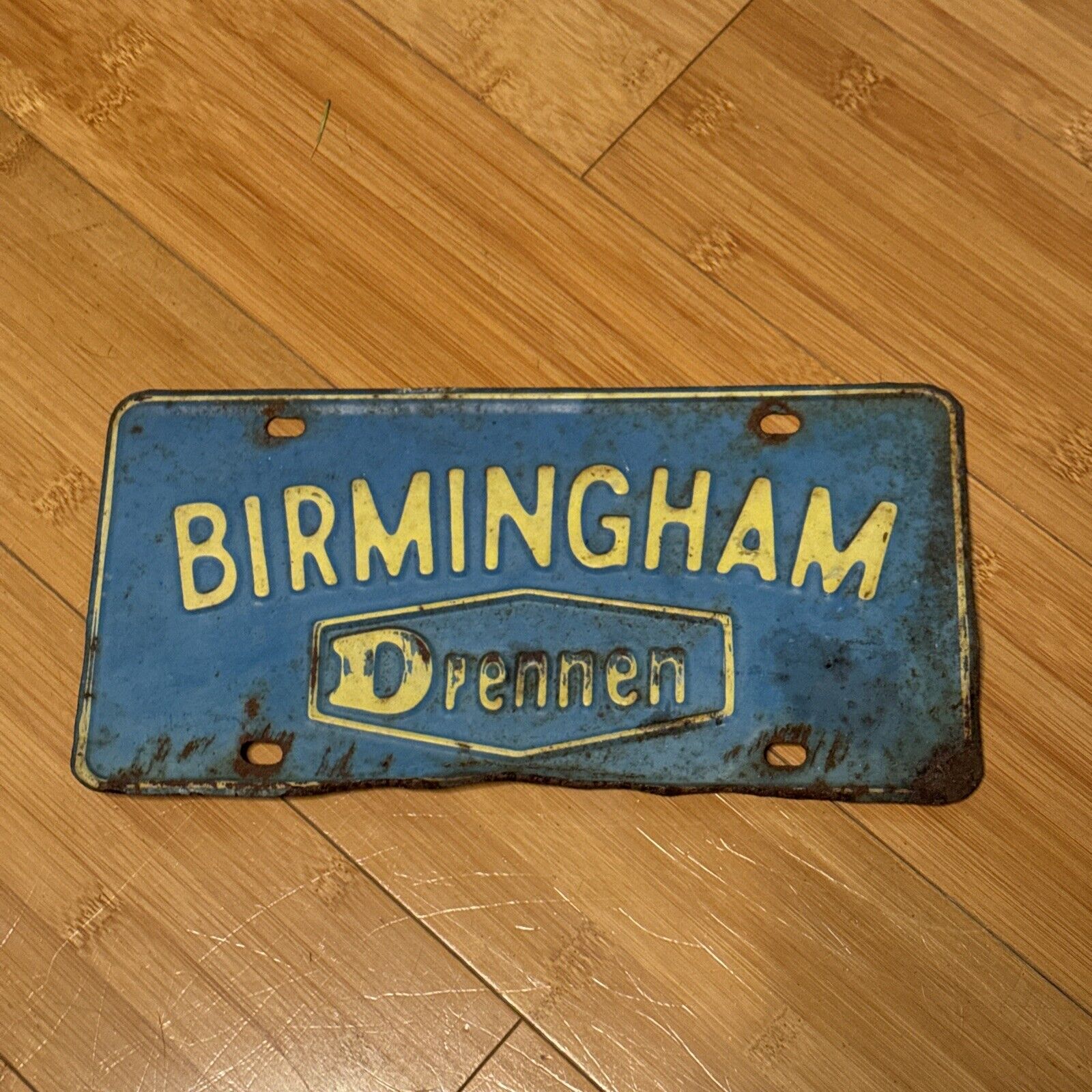 Vintage BIRMINGHAM Drennen Downtown Dealership License Plate Alabama 1960s Steel