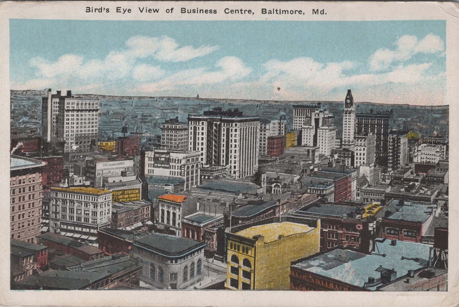 Baltimore, MD: 1918 Bird\'s Eye View Of Business Centre - Vtg Maryland Postcard