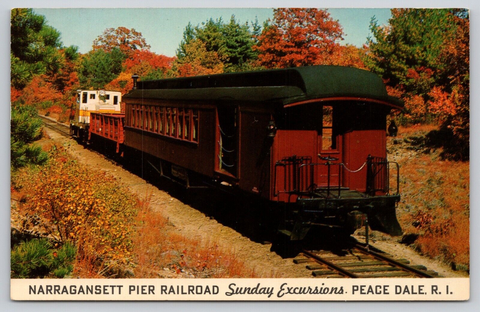 Postcard RI Peace Dale Narragansett Pier Railroad UNP A15