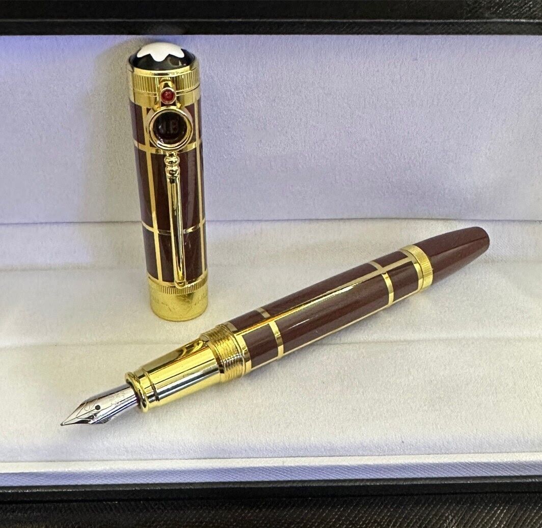 Deluxe Doyle Series Brown - Gold Clip Medium nib Fountain Pen No Box