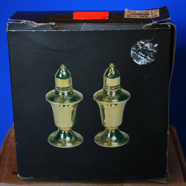 1983 Vintage Brass Salt & Pepper Shakers Made in India Maurice Duchin Beautiful