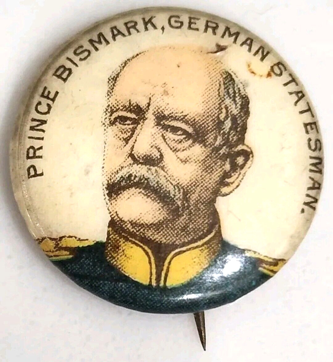 1890s Prince Bismark German Stateman Pepsin Whitehead and Hoag Pinback Button 