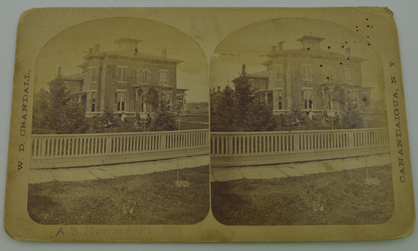 Antique Stereograph Photo - W.D. Crandall House -Canandaigua, NY- Finley Partner