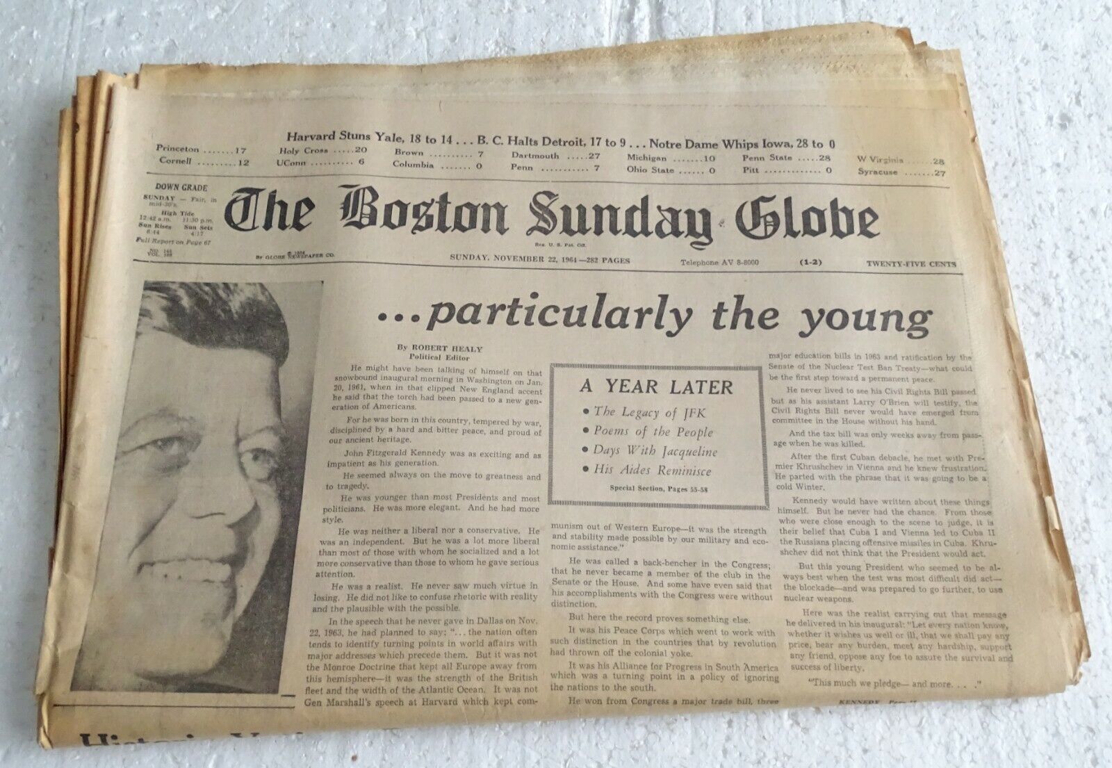 November 22, 1964 Boston Sunday Globe (partial) JFK One Year Later, Jackie, etc.