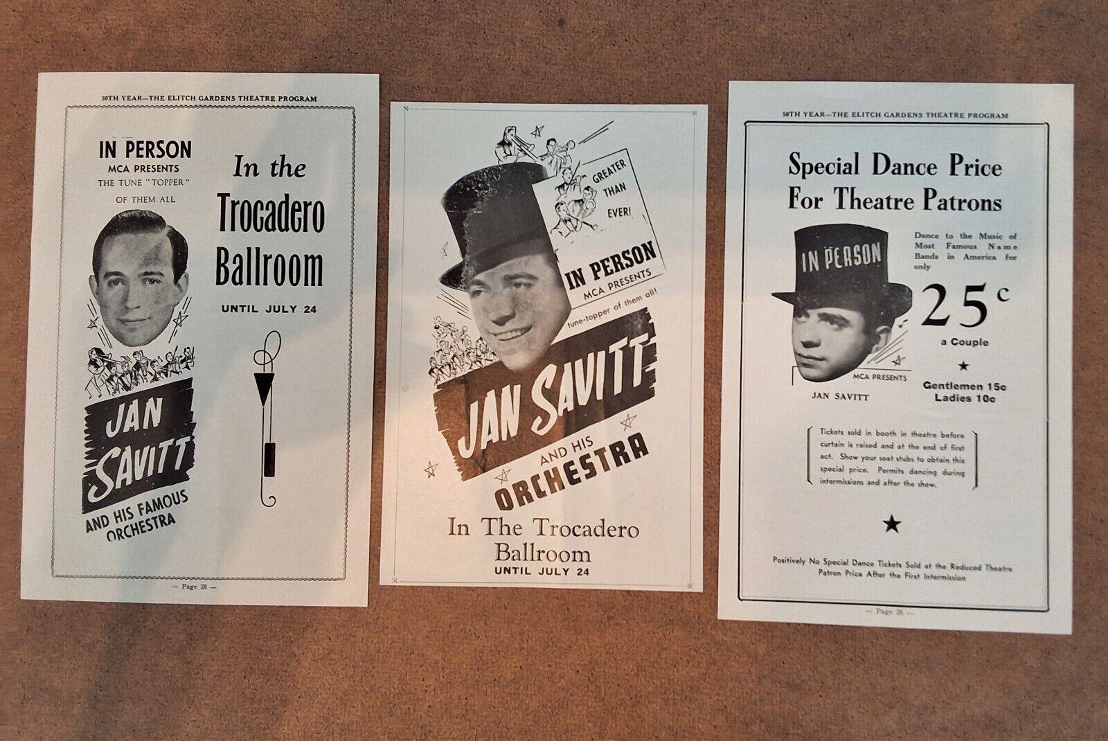 Vintage Denver Entertainer - Jan Savitt - Trocadero Ballroom - 1941-1946 AD LOT