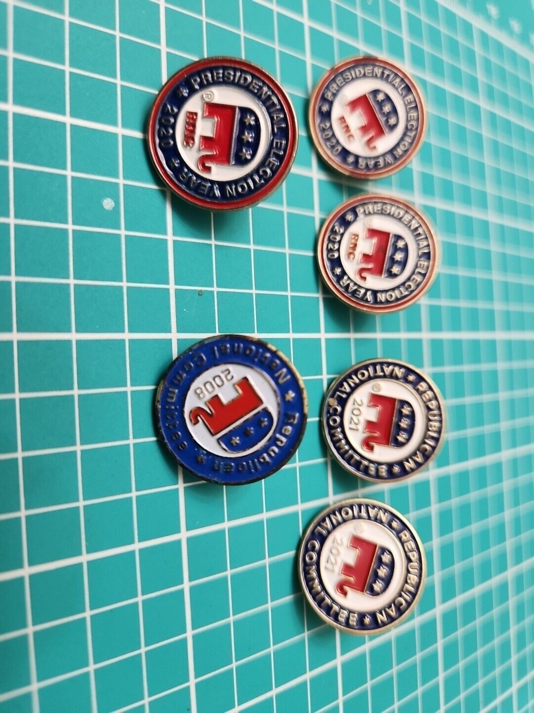 Vtg RNC Republican National Committee Lot Of 6 Pins Gold Tone Lapel Pin Lot