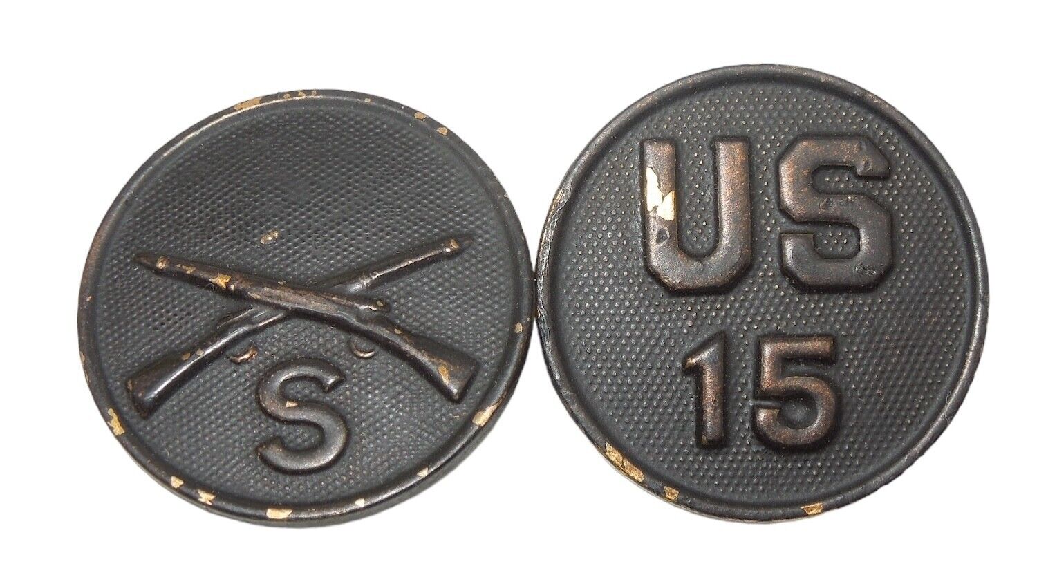 WWI US Army 15th Infantry Regiment Numbered Collar Disc Pin Insignia
