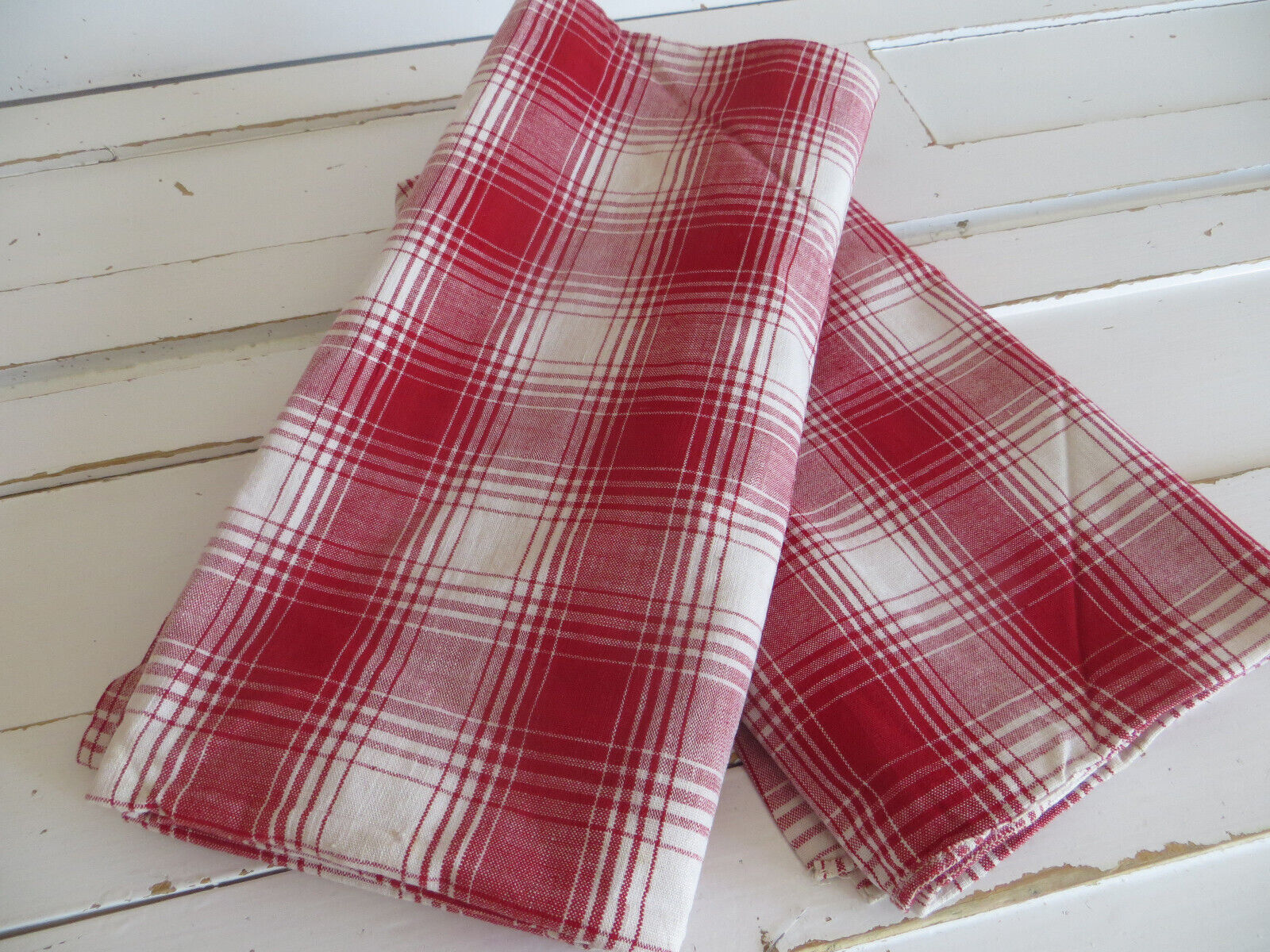 Antique Set of two checked Pillowcases Pillow Cushions  handwoven Linen Unused