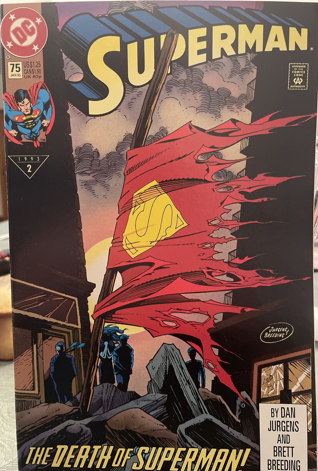 Superman #75 The Death Of Superman Rare 1st NM With RIP Pin Boarded