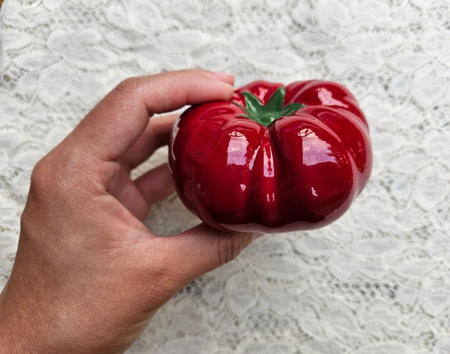 Ceramic Tomato Figurine Life Size Decorative Heirloom Vegetable FREE US SHIPPING